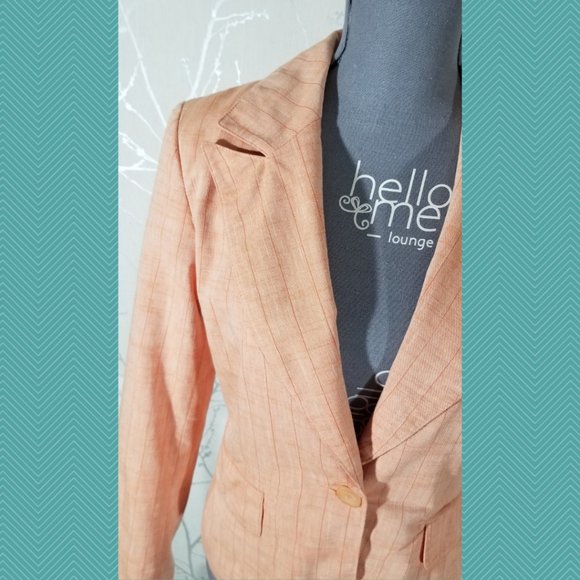Powerline Orange Striped Lightweight Single Button Blazer - Picture 2 of 5